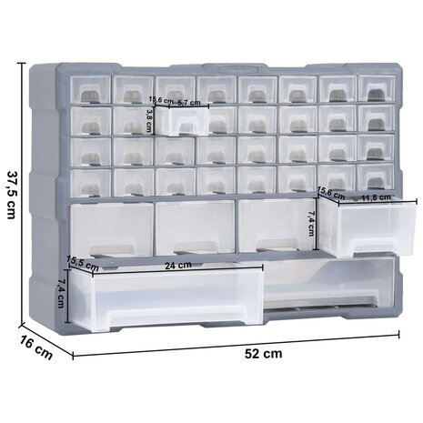 Organiser met 38 lades 52x16x37,5 cm 9