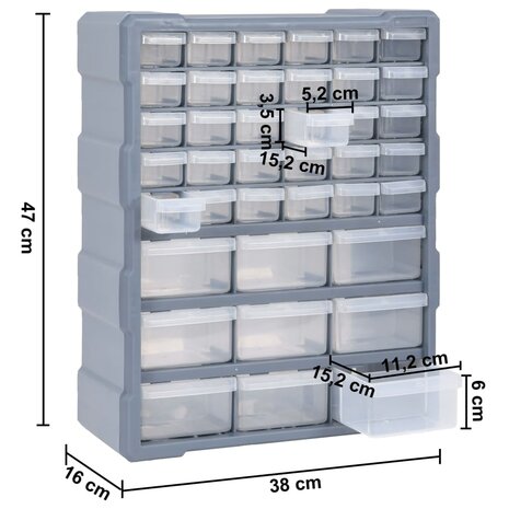 Organiser met 39 lades 38x16x47 cm 9