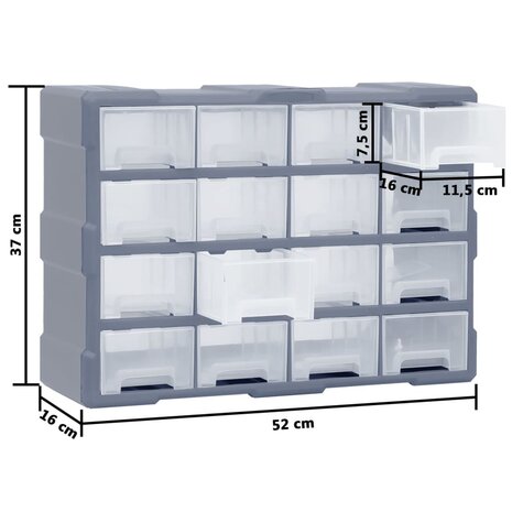 Organiser met 16 medium lades 52x16x37 cm 9