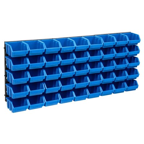 48-delige Opslagbakkenset met wandpanelen blauw en zwart 1