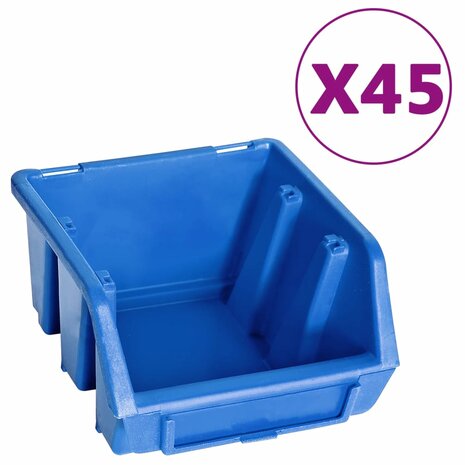 48-delige Opslagbakkenset met wandpanelen blauw en zwart 2