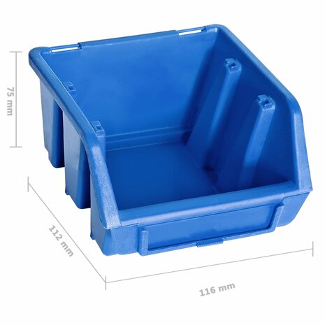 48-delige Opslagbakkenset met wandpanelen blauw en zwart 5
