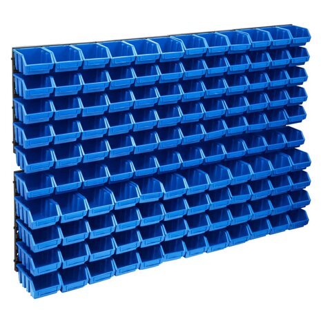 128-delige Opslagbakkenset met wandpanelen blauw en zwart 1