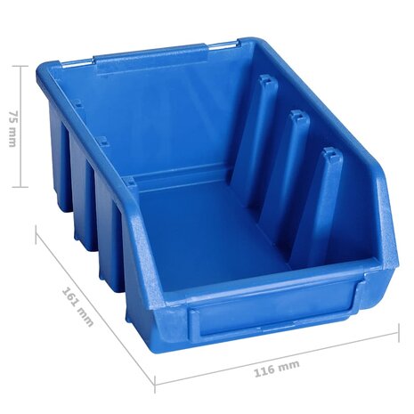128-delige Opslagbakkenset met wandpanelen blauw en zwart 7