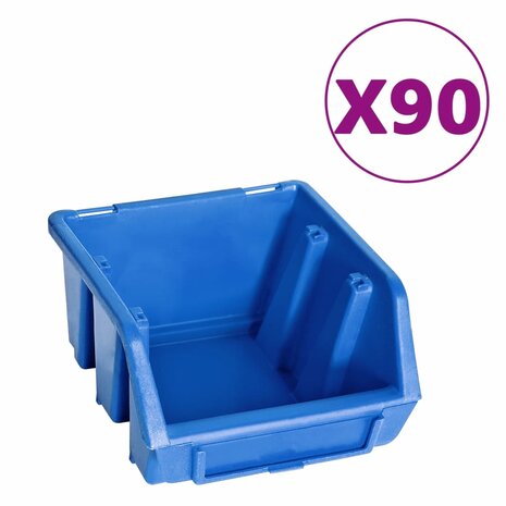 96-delige Opslagbakkenset met wandpanelen blauw en zwart 2