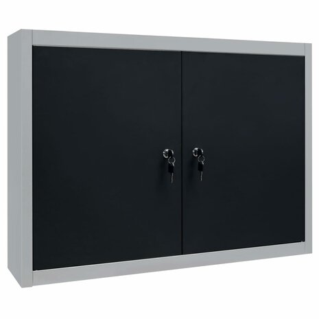 Gereedschapskast voor aan de wand metaal grijs en zwart 2