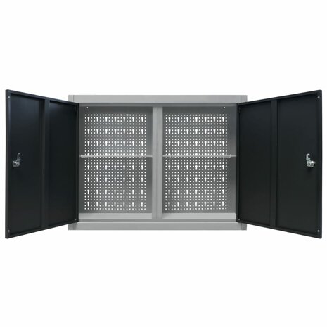 Gereedschapskast voor aan de wand metaal grijs en zwart 5