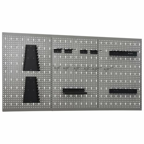 Gaatjespaneel wandgemonteerd 3 st 40x58 cm staal 1