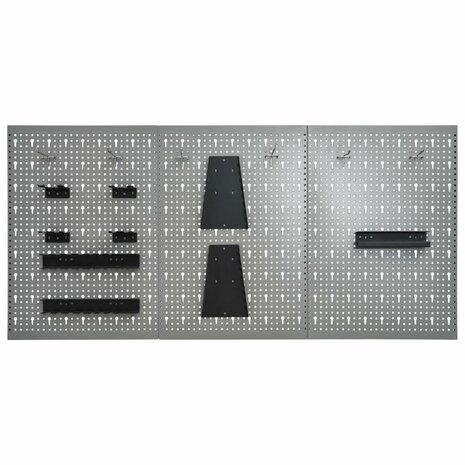Gaatjespaneel wandgemonteerd 3 st 40x58 cm staal 3
