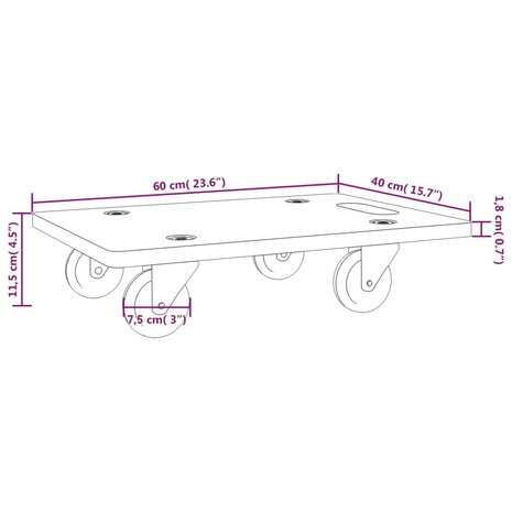 Meubelhondjes 2 st rechthoekig 250 kg 60x40x11,5 cm 9