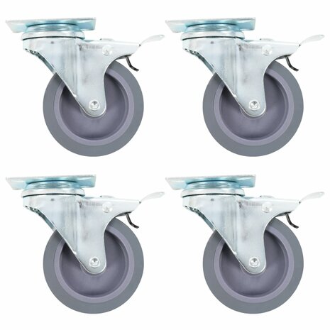 Zwenkwielen met dubbele remmen 4 st 75 mm 1