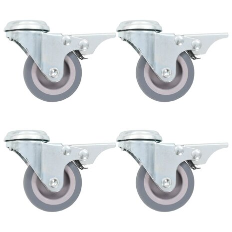Zwenkwielen met boutgaten en dubbele remmen 4 st 50 mm 1
