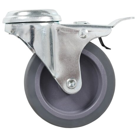 Zwenkwielen met boutgaten en dubbele remmen 4 st 75 mm 4