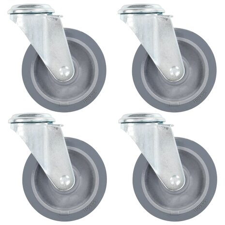 Zwenkwielen met boutgaten 4 st 100 mm 1