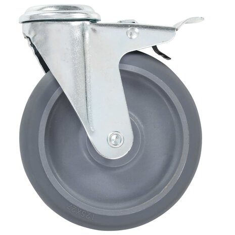 Zwenkwielen met boutgaten en dubbele remmen 4 st 125 mm 4