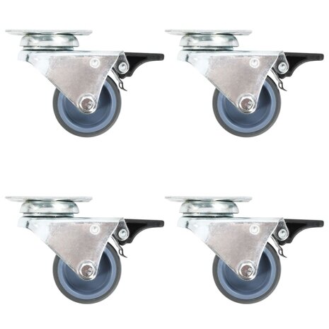 Zwenkwielen dubbel met dubbele remmen 4 st 50 mm 1