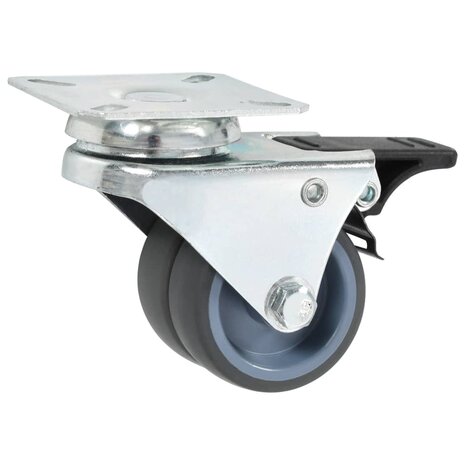 Zwenkwielen dubbel met dubbele remmen 4 st 50 mm 3