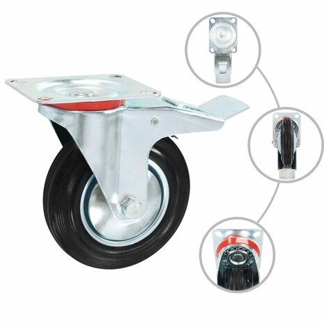 Zwenkwielen met dubbele remmen 4 st 160 mm 2