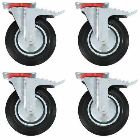 Zwenkwielen met dubbele remmen 4 st 200 mm 1