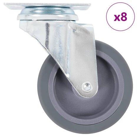 8 st Zwenkwielen 75 mm 1