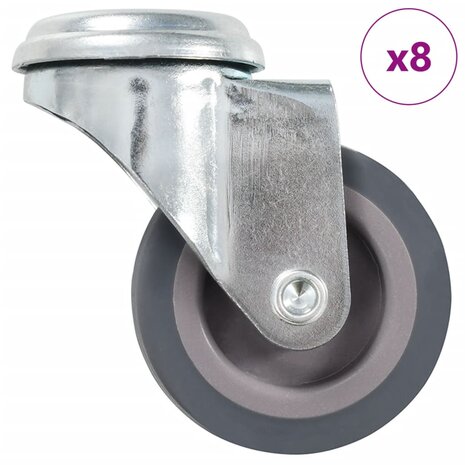 8 st Zwenkwielen met boutgaten 50 mm 1