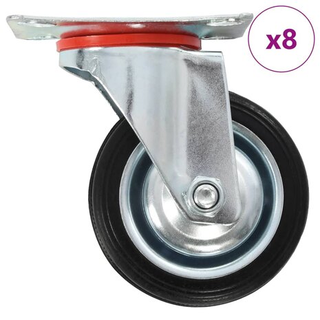 8 st Zwenkwielen 75 mm 1