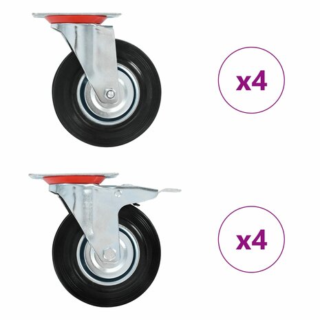 8 st Zwenkwielen 125 mm 1