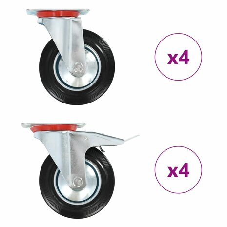 8 st Zwenkwielen 160 mm 1