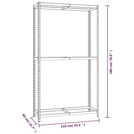 Bandenrek 2-laags 110x40x180 cm staal zilverkleurig 8
