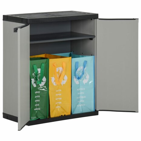 Tuinafvalkast 68x40x85 cm polypropeen grijs en zwart 2