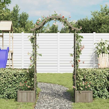 Pergola met plantenbak massief vurenhout grijs 3