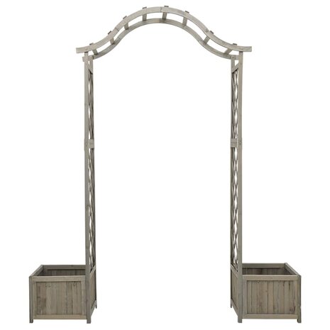 Pergola met plantenbak massief vurenhout grijs 4