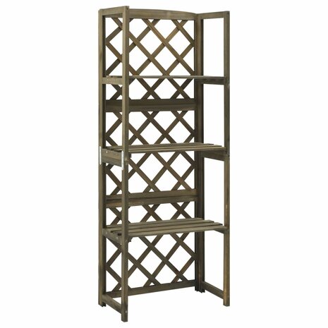 Latwerk met schappen 55x30x140 cm massief vurenhout grijs 1