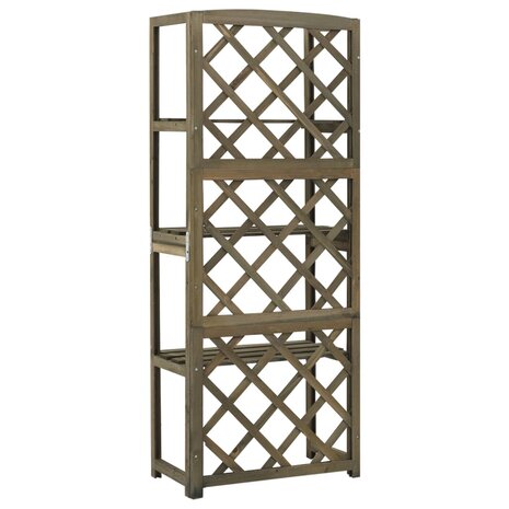 Latwerk met schappen 55x30x140 cm massief vurenhout grijs 3