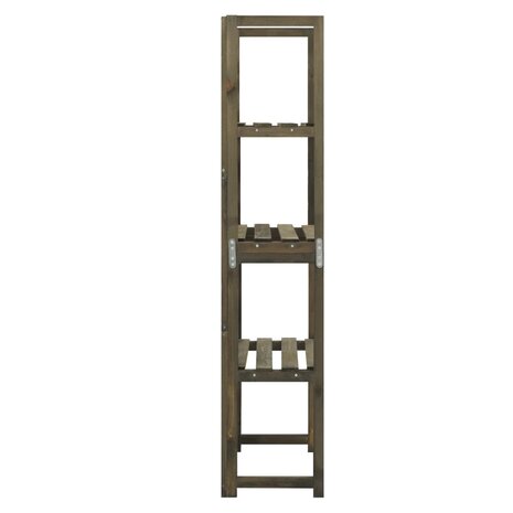 Latwerk met schappen 55x30x140 cm massief vurenhout grijs 4