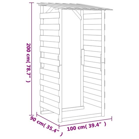 Pergola met dak 100x90x200 cm geïmpregneerd grenenhout 7