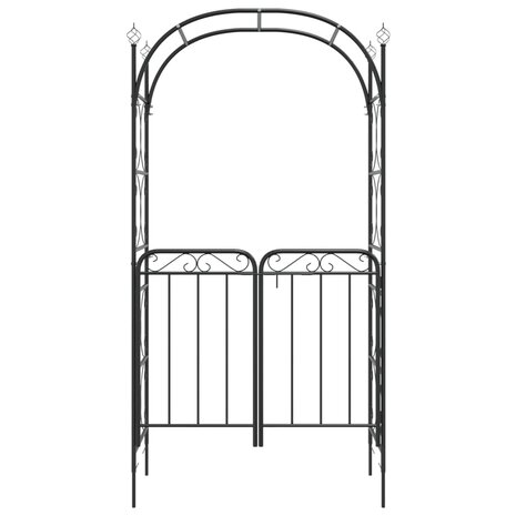 Tuinboog met poort 108x45x235 cm staal zwart 3