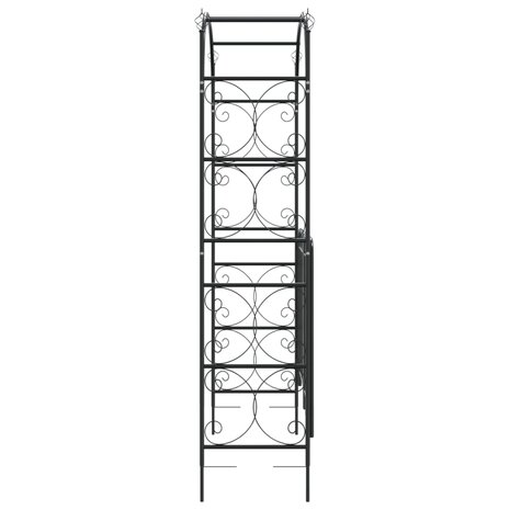 Tuinboog met poort 108x45x235 cm staal zwart 4
