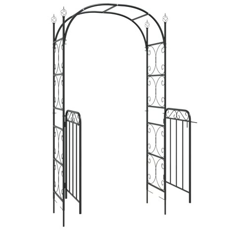 Tuinboog met poort 108x45x235 cm staal zwart 5