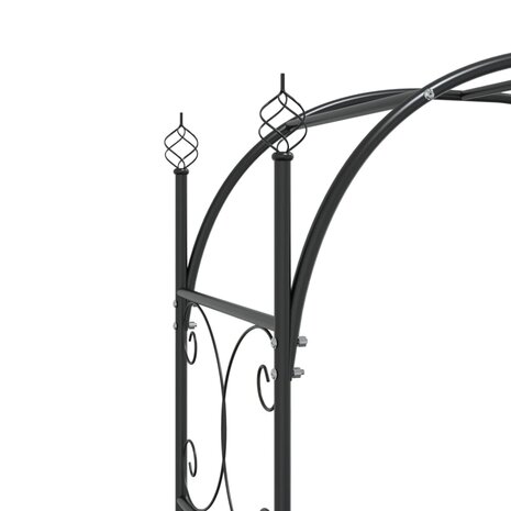 Tuinboog met poort 108x45x235 cm staal zwart 6