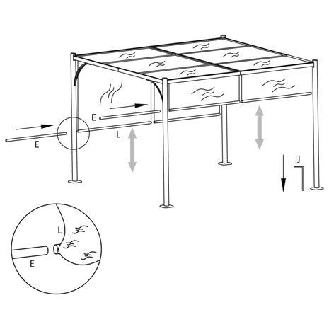 Pergola met verstelbaar dak 3x3 m staal crèmewit  6
