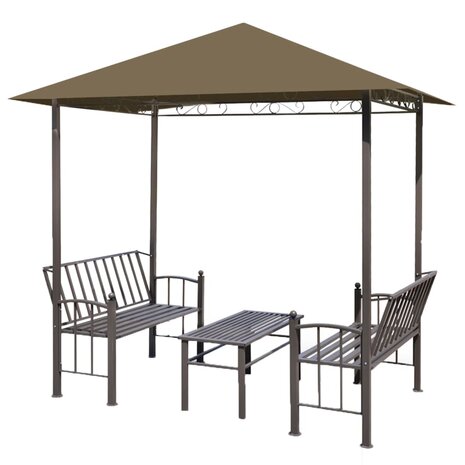 Tuinpaviljoen met tafel en bankjes 180 g/m² 2,5x1,5x2,4 m taupe	 2