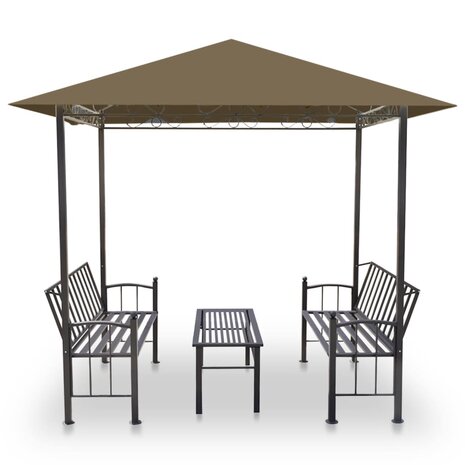 Tuinpaviljoen met tafel en bankjes 180 g/m² 2,5x1,5x2,4 m taupe	 3