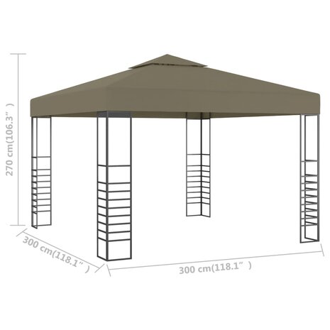 Tuinpaviljoen 180 g/m² 3x3 m taupe 5