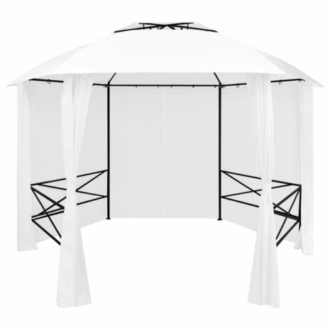 Tuinpaviljoen met gordijnen 180 g/m² 360x312x265 cm wit 1