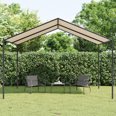 Tuinpaviljoen 4x4 m staal en stof beige 1