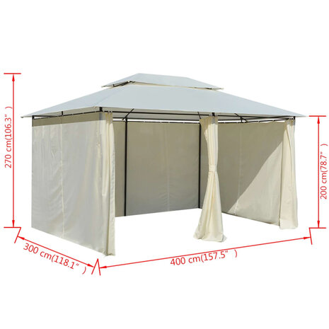 Tuinpaviljoen met gordijnen 4x3 m wit 8