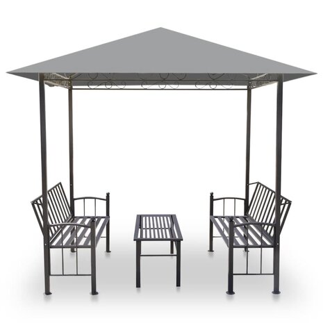 Tuinpaviljoen met tafel en bankjes 2,5x1,5x2,4 m antraciet 3