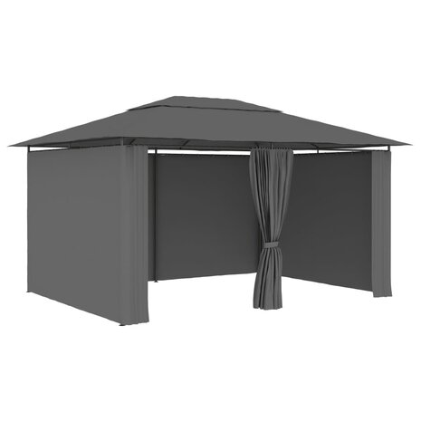Tuinpaviljoen met gordijnen 4x3 m antraciet 1