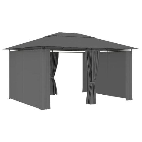 Tuinpaviljoen met gordijnen 4x3 m antraciet 2